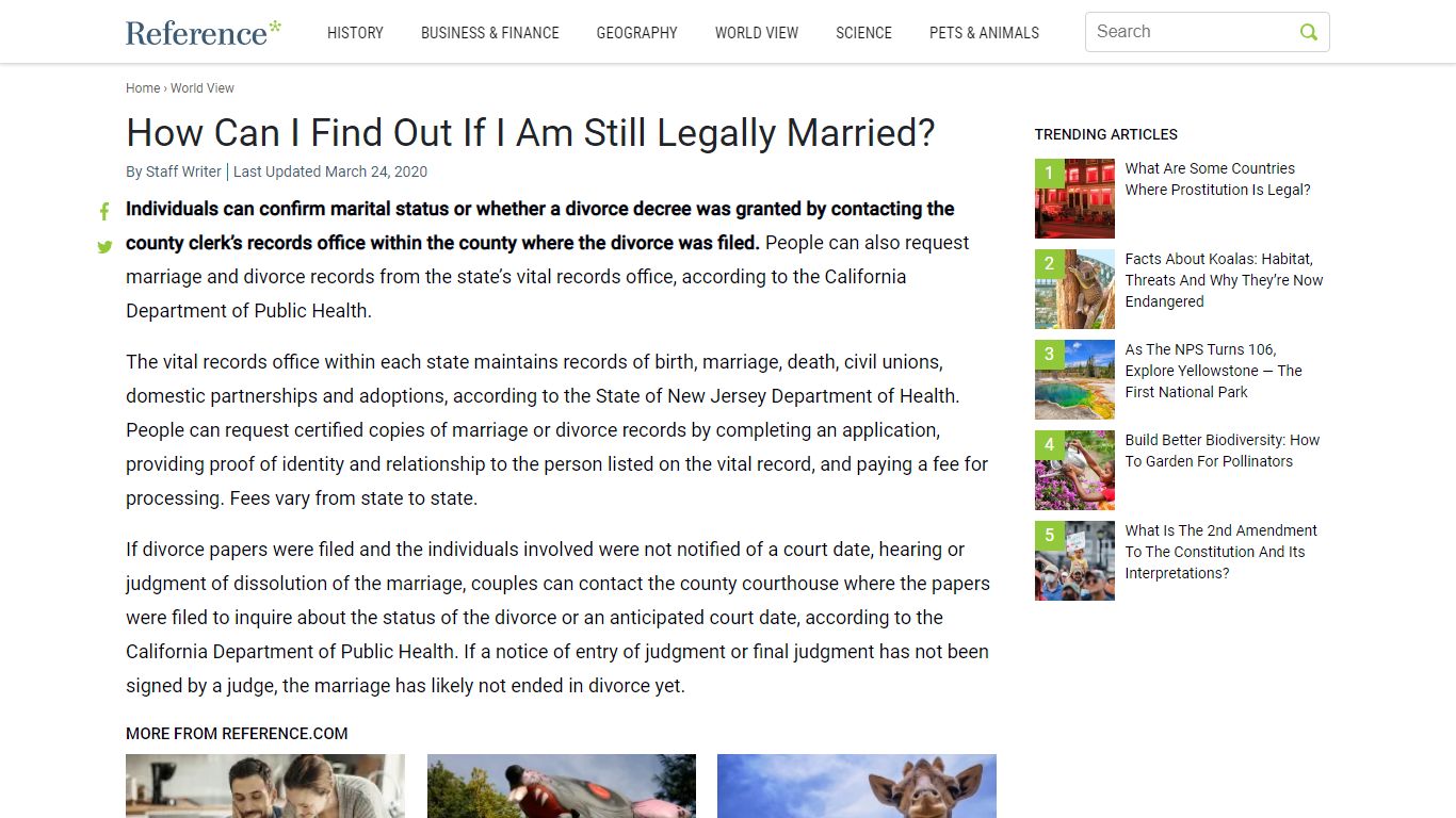 How Can I Find Out If I Am Still Legally Married? - Reference.com